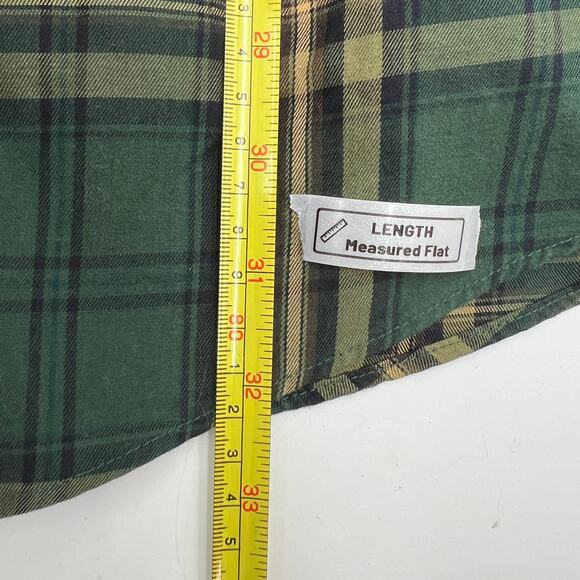 L.L. Bean Green Plaid Button Down Shirt Cotton Merino Wool Long Sleeves - Picture 6 of 7